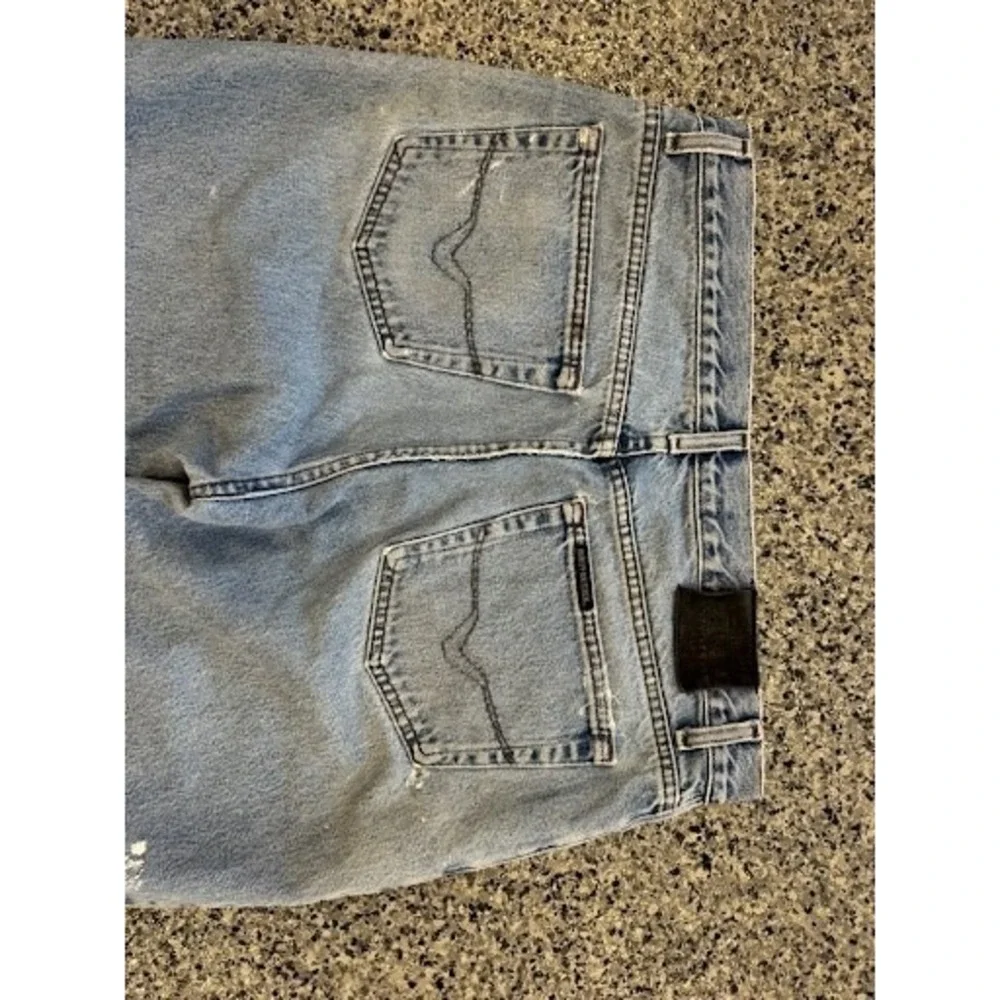 Harley-Davidson Vintage Mens Distressed Light Wash Jeans 36x30 Straight Denim
